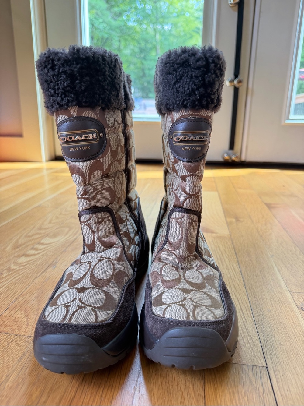 Coach Signature Brown Monogram Canvas Boots - Picture 2 of 6